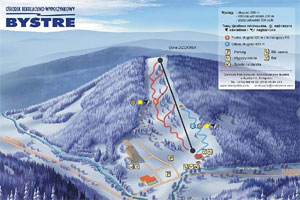 Mapa tras narciarskich ośrodka Baligród Bystre