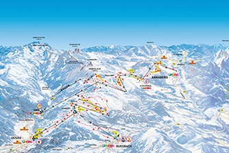 Mapa tras narciarskich ośrodka Dachstein West