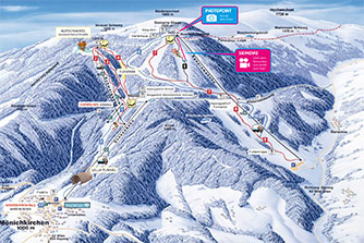 Mapa tras narciarskich ośrodka Mönichkirchen - Mariensee