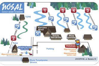 Mapa tras narciarskich ośrodka Zakopane Centrum Narciarskie Nosal