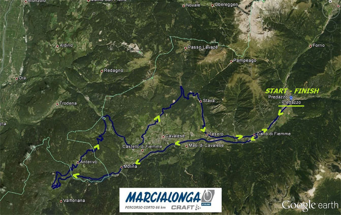 Marcialonga Cycling trasa 66 km Marcialonga Cycling trasa 66 km